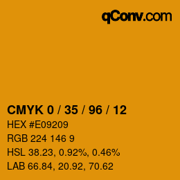 カラーコード: CMYK 0 / 35 / 96 / 12 | qconv.com