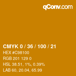 颜色代码: CMYK 0 / 36 / 100 / 21 | qconv.com