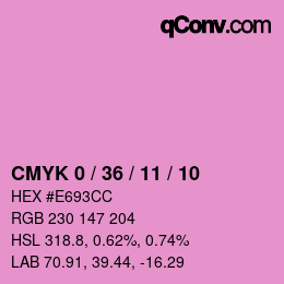 Code couleur: CMYK 0 / 36 / 11 / 10 | qconv.com