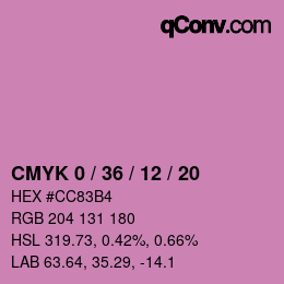 カラーコード: CMYK 0 / 36 / 12 / 20 | qconv.com