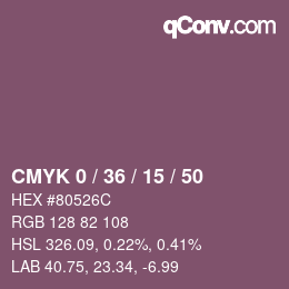 カラーコード: CMYK 0 / 36 / 15 / 50 | qconv.com