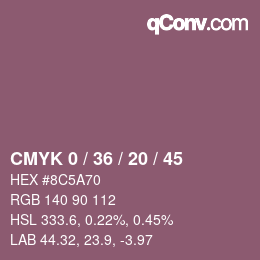 Farbcode: CMYK 0 / 36 / 20 / 45 | qconv.com