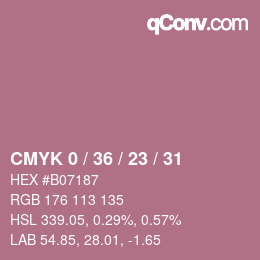 Color code: CMYK 0 / 36 / 23 / 31 | qconv.com