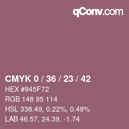 Farbcode: CMYK 0 / 36 / 23 / 42 | qconv.com