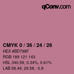 カラーコード: CMYK 0 / 36 / 24 / 26 | qconv.com