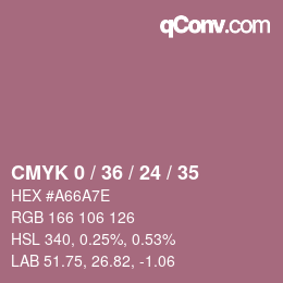 Farbcode: CMYK 0 / 36 / 24 / 35 | qconv.com