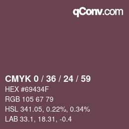 カラーコード: CMYK 0 / 36 / 24 / 59 | qconv.com