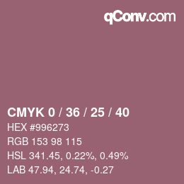 颜色代码: CMYK 0 / 36 / 25 / 40 | qconv.com