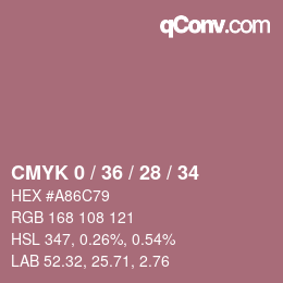 颜色代码: CMYK 0 / 36 / 28 / 34 | qconv.com