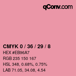 カラーコード: CMYK 0 / 36 / 29 / 8 | qconv.com