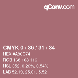 颜色代码: CMYK 0 / 36 / 31 / 34 | qconv.com