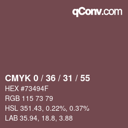 颜色代码: CMYK 0 / 36 / 31 / 55 | qconv.com