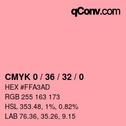 カラーコード: CMYK 0 / 36 / 32 / 0 | qconv.com