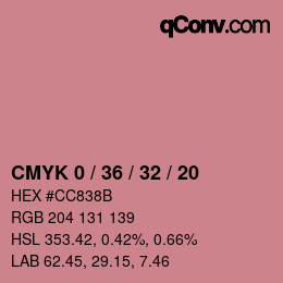 カラーコード: CMYK 0 / 36 / 32 / 20 | qconv.com