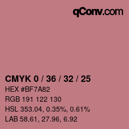 Color code: CMYK 0 / 36 / 32 / 25 | qconv.com