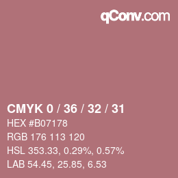 カラーコード: CMYK 0 / 36 / 32 / 31 | qconv.com