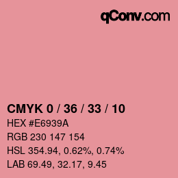 カラーコード: CMYK 0 / 36 / 33 / 10 | qconv.com