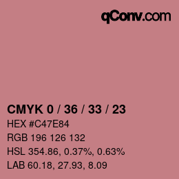 カラーコード: CMYK 0 / 36 / 33 / 23 | qconv.com