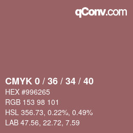 カラーコード: CMYK 0 / 36 / 34 / 40 | qconv.com