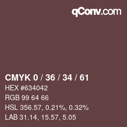 Color code: CMYK 0 / 36 / 34 / 61 | qconv.com