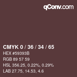 Farbcode: CMYK 0 / 36 / 34 / 65 | qconv.com