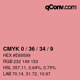 カラーコード: CMYK 0 / 36 / 34 / 9 | qconv.com