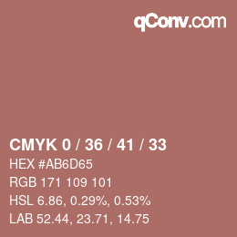 カラーコード: CMYK 0 / 36 / 41 / 33 | qconv.com