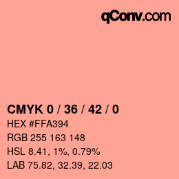 カラーコード: CMYK 0 / 36 / 42 / 0 | qconv.com