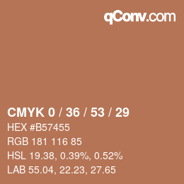 カラーコード: CMYK 0 / 36 / 53 / 29 | qconv.com