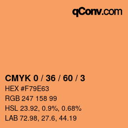 カラーコード: CMYK 0 / 36 / 60 / 3 | qconv.com