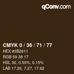 Farbcode: CMYK 0 / 36 / 71 / 77 | qconv.com