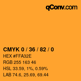 カラーコード: CMYK 0 / 36 / 82 / 0 | qconv.com
