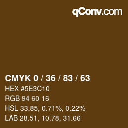 カラーコード: CMYK 0 / 36 / 83 / 63 | qconv.com