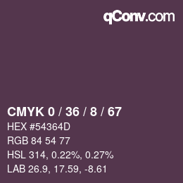 カラーコード: CMYK 0 / 36 / 8 / 67 | qconv.com