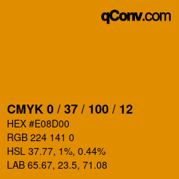 カラーコード: CMYK 0 / 37 / 100 / 12 | qconv.com