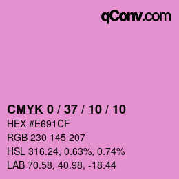 カラーコード: CMYK 0 / 37 / 10 / 10 | qconv.com