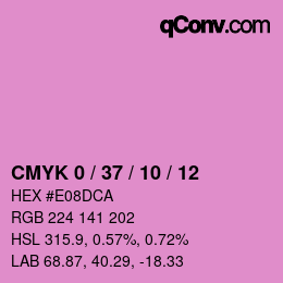 颜色代码: CMYK 0 / 37 / 10 / 12 | qconv.com