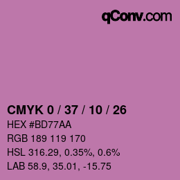 カラーコード: CMYK 0 / 37 / 10 / 26 | qconv.com