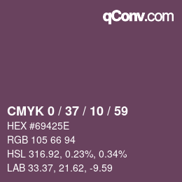 カラーコード: CMYK 0 / 37 / 10 / 59 | qconv.com