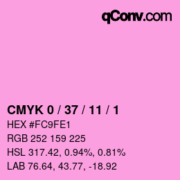 カラーコード: CMYK 0 / 37 / 11 / 1 | qconv.com