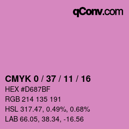 カラーコード: CMYK 0 / 37 / 11 / 16 | qconv.com