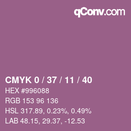 カラーコード: CMYK 0 / 37 / 11 / 40 | qconv.com