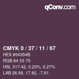 カラーコード: CMYK 0 / 37 / 11 / 67 | qconv.com