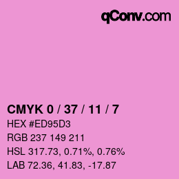 カラーコード: CMYK 0 / 37 / 11 / 7 | qconv.com
