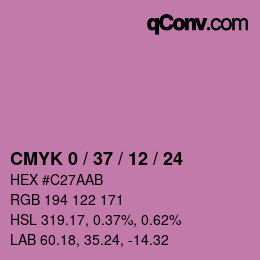 カラーコード: CMYK 0 / 37 / 12 / 24 | qconv.com