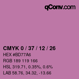 カラーコード: CMYK 0 / 37 / 12 / 26 | qconv.com