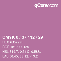 カラーコード: CMYK 0 / 37 / 12 / 29 | qconv.com