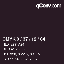 カラーコード: CMYK 0 / 37 / 12 / 84 | qconv.com