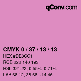 カラーコード: CMYK 0 / 37 / 13 / 13 | qconv.com