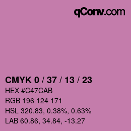 カラーコード: CMYK 0 / 37 / 13 / 23 | qconv.com